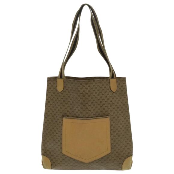 GUCCI Micro GG Canvas Tote Bag Pvc Leather Beige - Picture 2 of 16